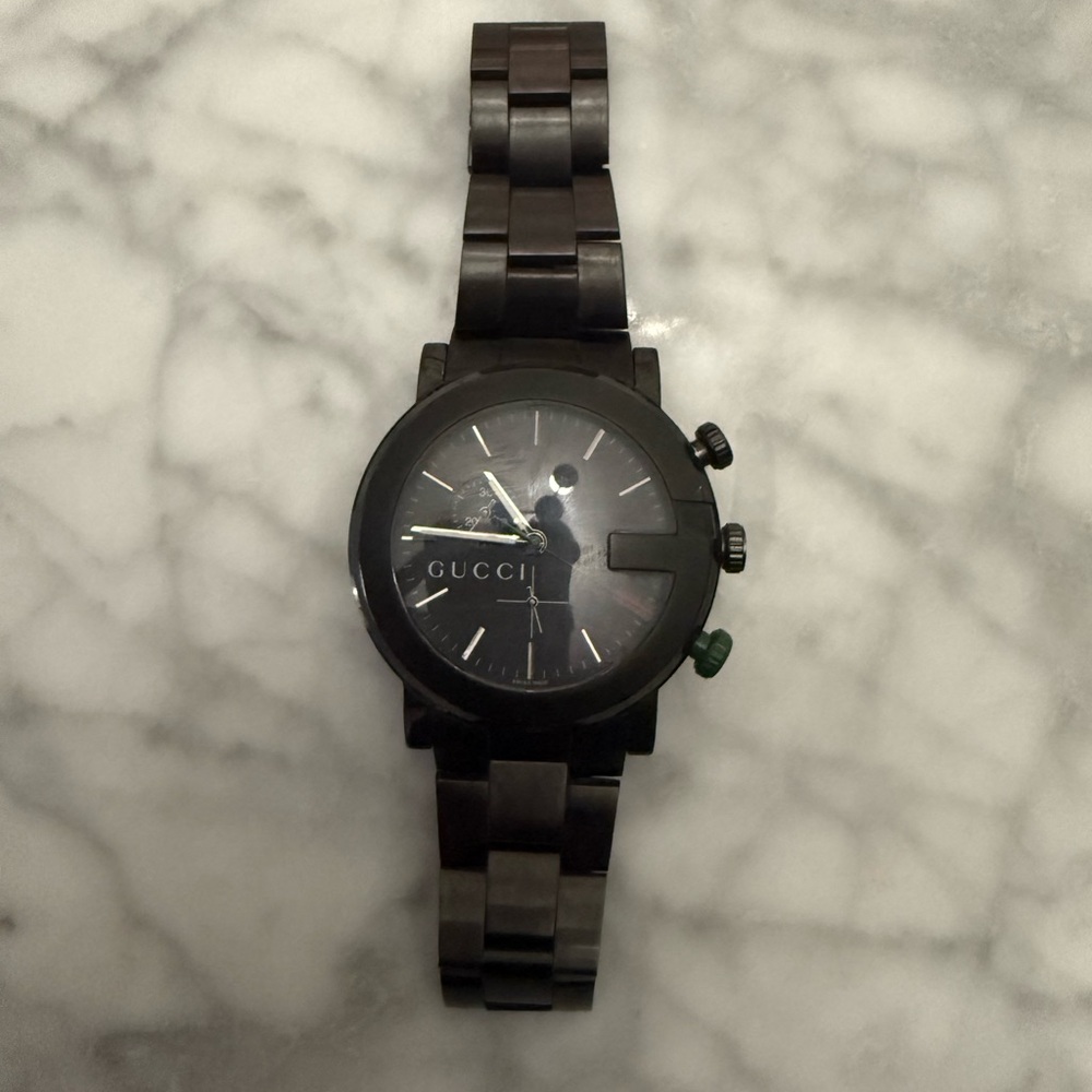 Discontinued Gucci Black Ceramic Watch (with Green button)